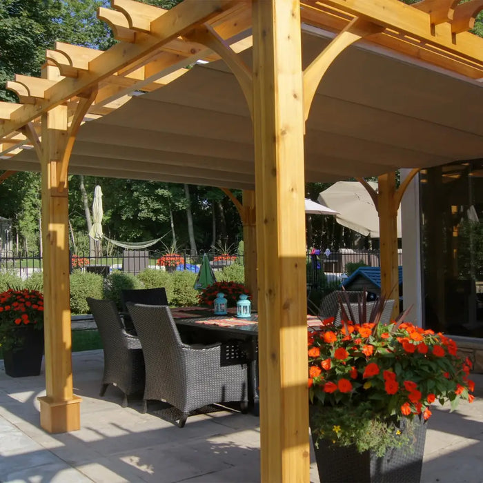 Outdoor Living Today - 14x16 Pergola with Retractable Canopy - Corner