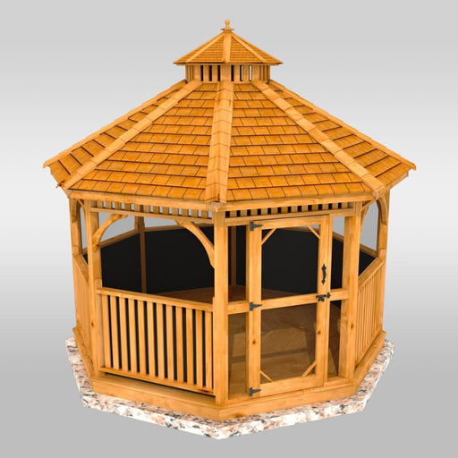 Outdoor Living Today - 12′ Bayside Gazebo with Screen Kit - Isolated