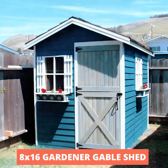 Cedarshed - Gardener Small Gable Shed Kit - Painted in Blue
