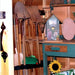 Cedarshed - Gardener's Delight Gable Porch Storage Shed - Interior with Gardening Tools