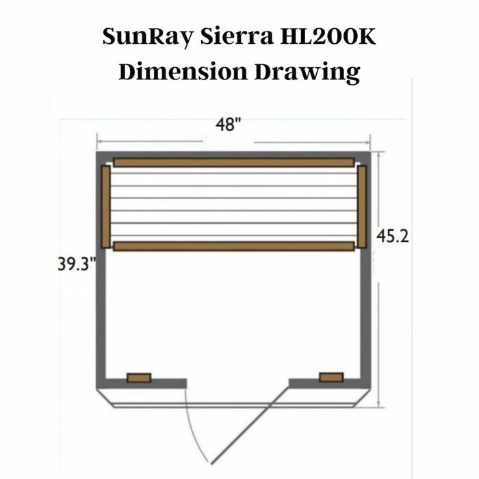 Sunray - Sierra HL200K Sierra 2-Person Indoor Infrared Sauna - Dimension