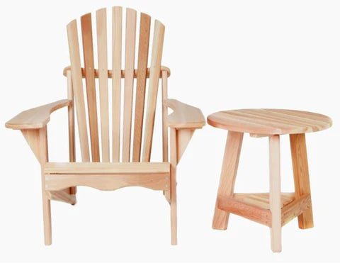2 piece cedar adirondack chair and tripod table set side by side tp22 homestead cedarworks