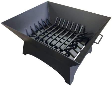Master Flame 36" x 24" Rectangle Fire Pit with Grate, Carbon Steel With Hybrid Hinge Screen - Full View