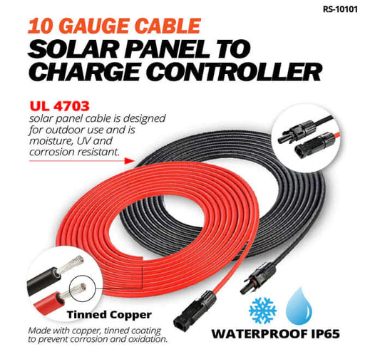 10 Gauge 30 Feet Cable Connect Solar Panel to Charge Controller