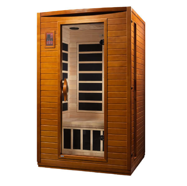 Golden Designs Dynamic Versailles 2-person Infrared Sauna with Low EMF in Canadian Hemlock - Side View