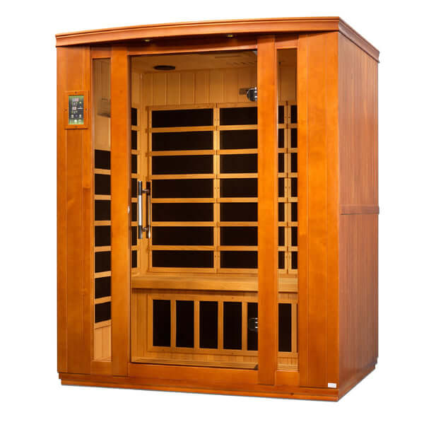 Golden Designs Dynamic Bellagio 3-person Infrared Sauna with Low EMF in Canadian Hemlock - Side View