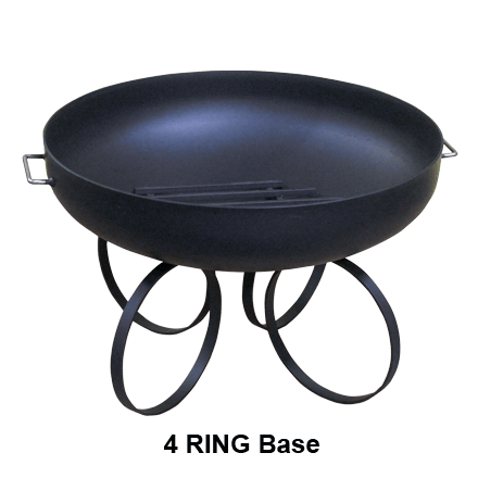 Master Flame Round Fire Pit Bowl with Ring Base and Grate with Carbon Steel Pivot Screen - Full View