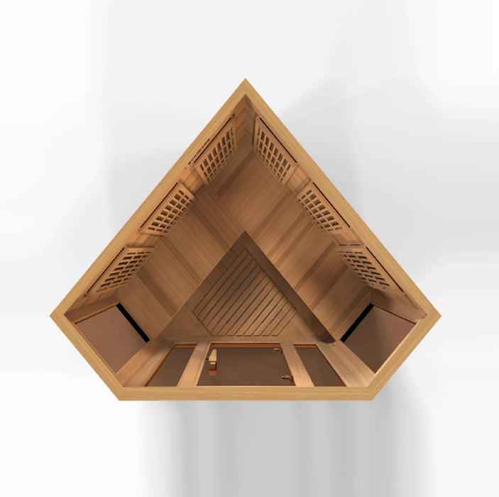 Golden Designs Maxxus Corner 3-Person FAR Infrared Sauna with Low EMF in Canadian Red Cedar