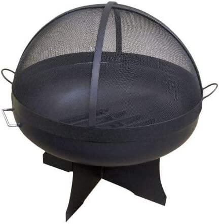 Round-Fire-Pit-Bowl-with-Standard-X-Base-and-Grate-with-Carbon-Steel-Dome-Screen-Cover_2