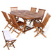 7-Piece Oval Extension Table Folding Chair Set - Full View Royal White