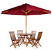 6pc 4-ft teak octagon folding table & chairs with red umbrella