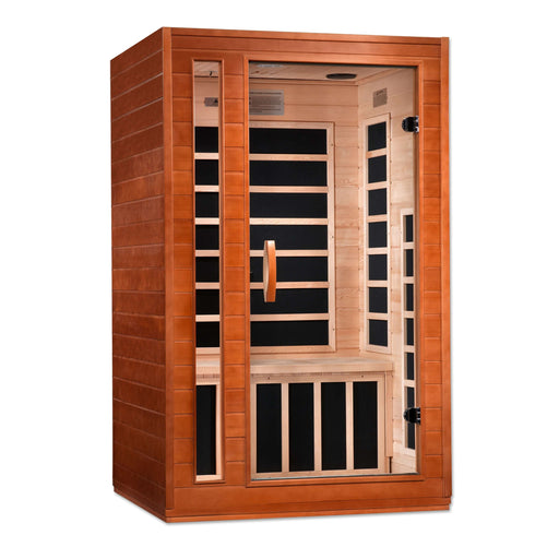 Golden Designs - Dynamic Cordoba 2-person FAR Infrared Sauna with Low EMF in Canadian Hemlock - Full View