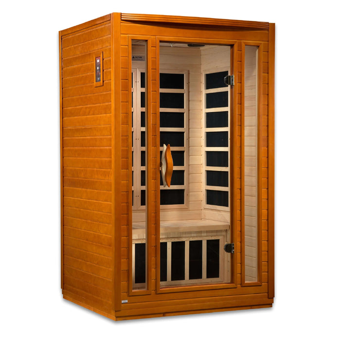 Golden Designs - Dynamic San Marino 2-person FAR Infrared Sauna with Low EMF in Canadian Hemlock - Full View