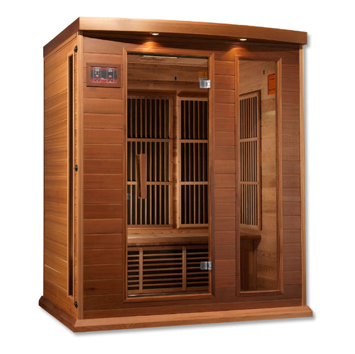 Golden Designs - Maxxus 3-Person FAR Infrared Sauna with Near Zero EMF in Canadian Red Cedar - Full View