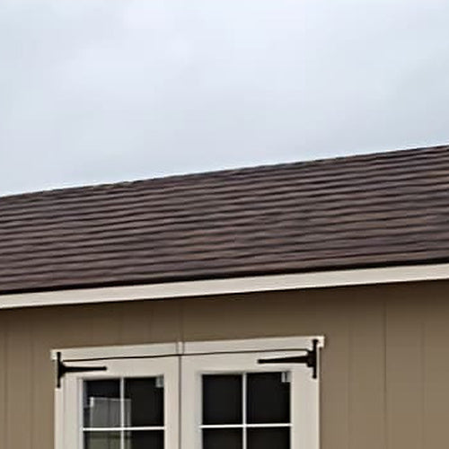 EZ-Fit Woodsman shed showing the roof overhang and eaves