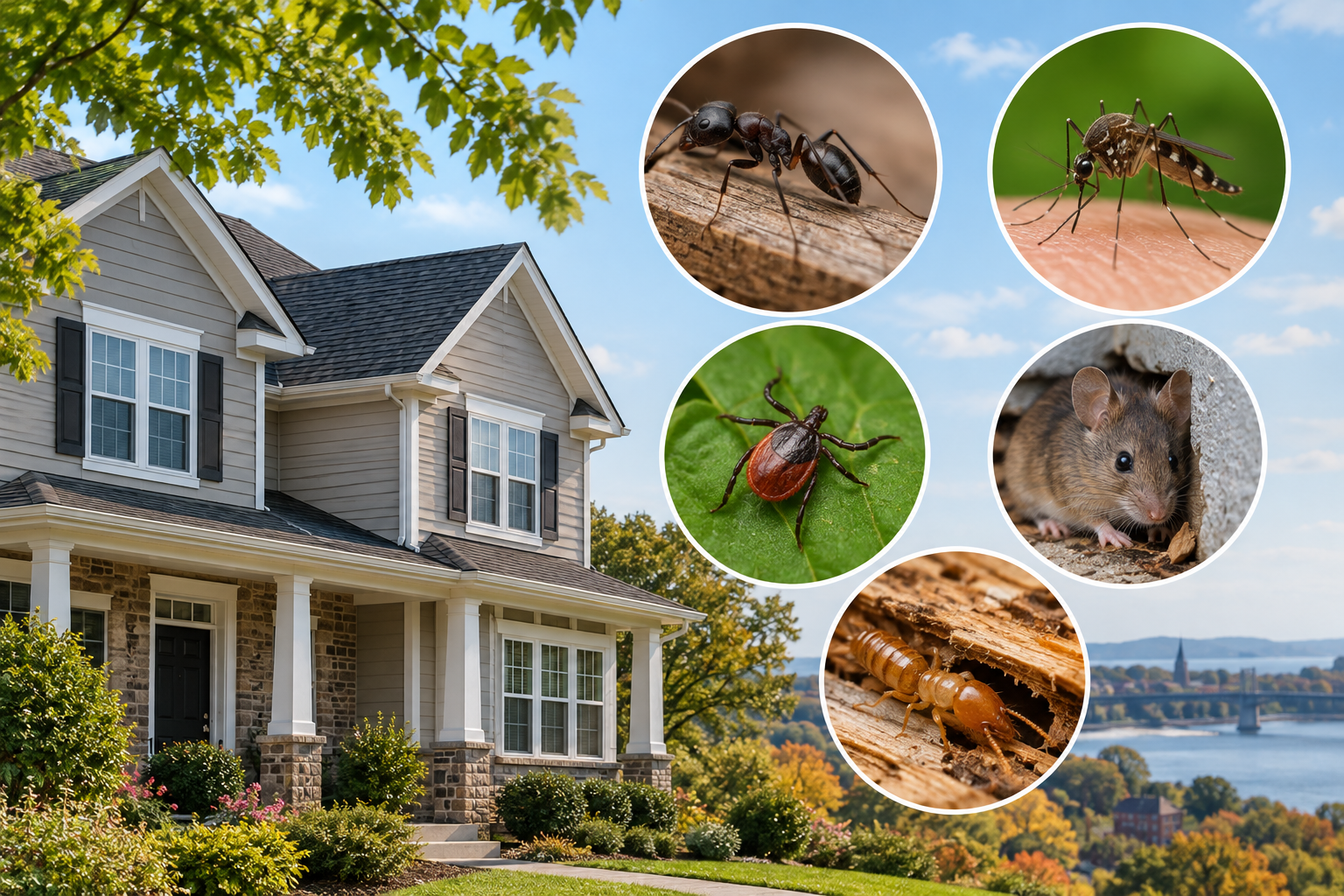 Mid-Atlantic home with ant, mosquito, tick, mouse, and termite pest risks