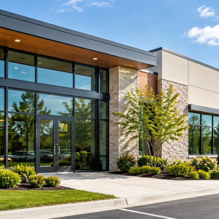 Well-maintained modern commercial property exterior