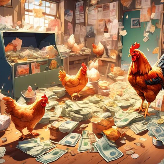 Illustration of chickens with money inside a coop