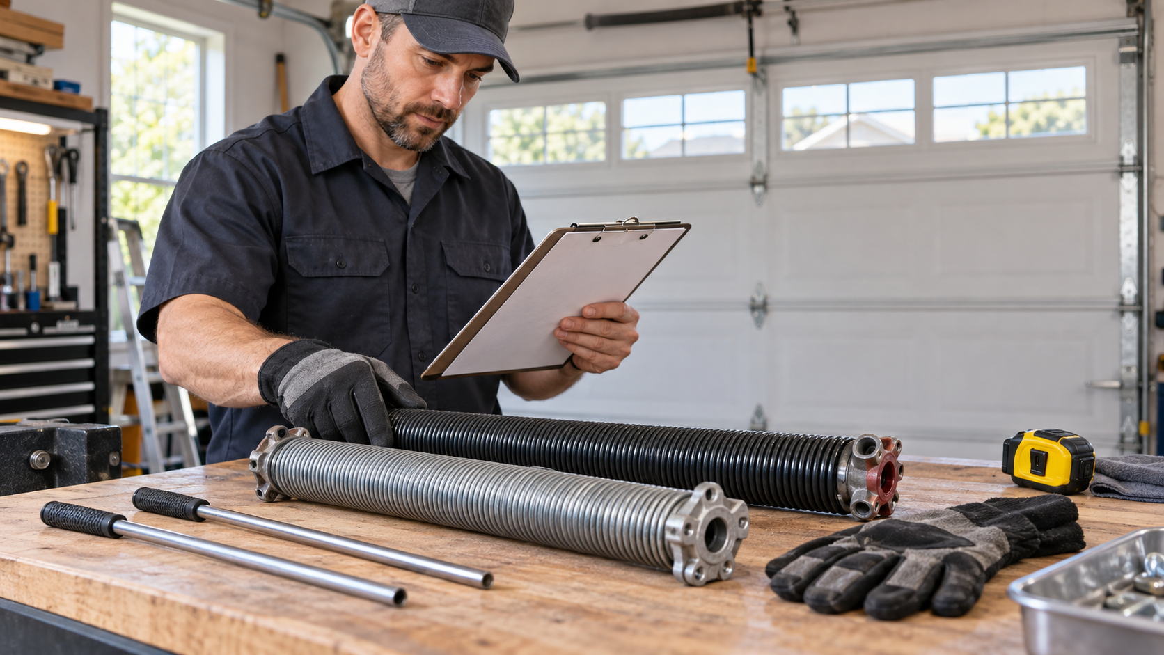 Garage door springs and repair estimate inspection