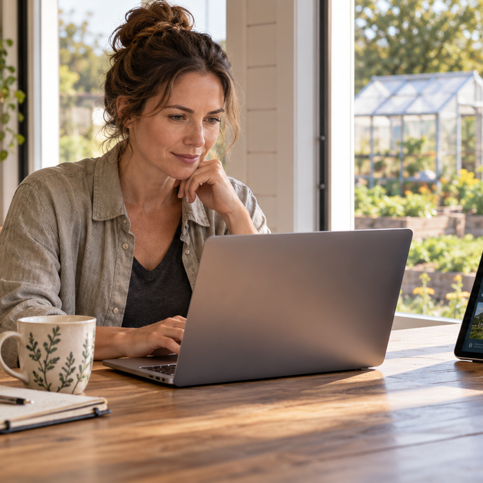 Homestead owner reviewing cybersecurity for connected property technology