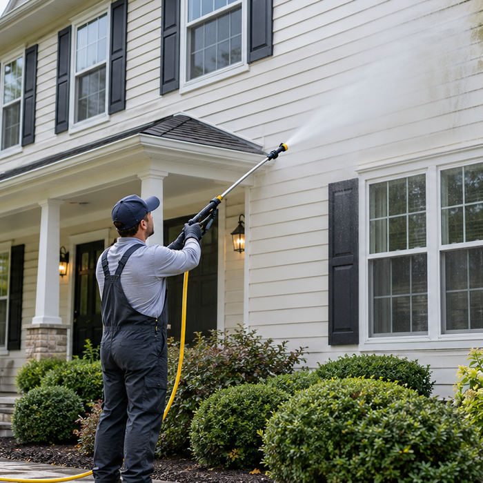 Professional soft washing cleans residential siding safely