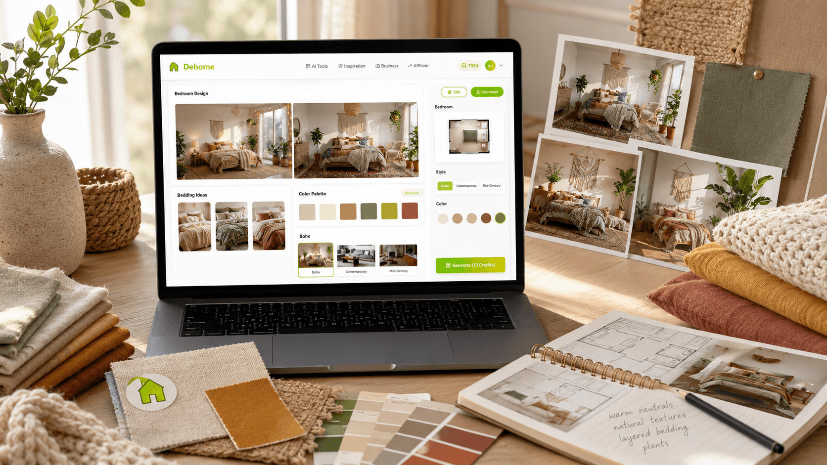 Home design workspace showing a bedroom renovation concept