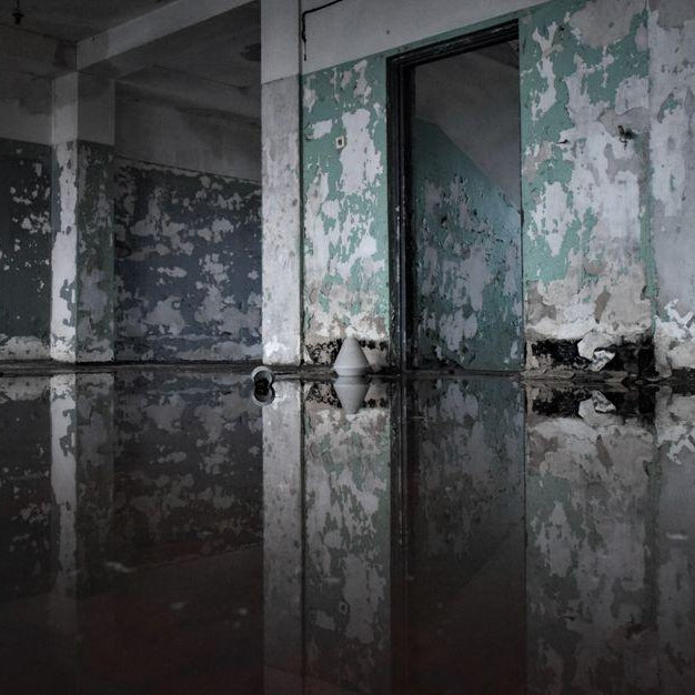 Water damage inside a flooded room
