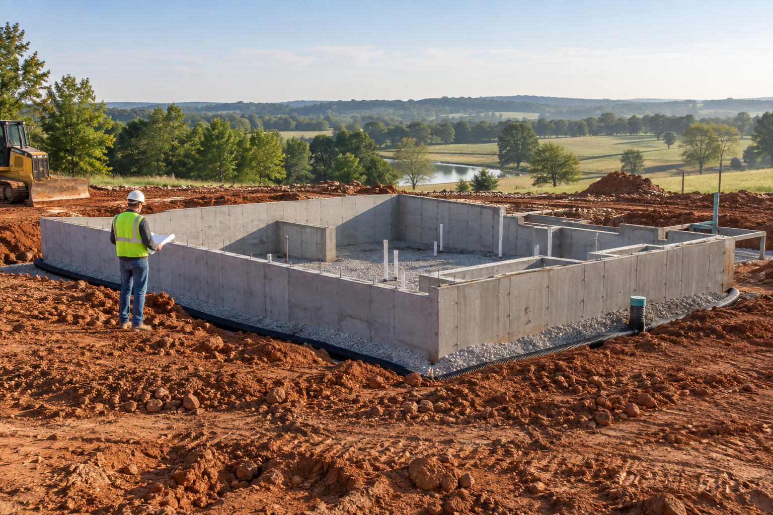Home foundation construction on Missouri clay soil