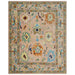 Straight-on view of the peach Oushak rug with its full patterned border