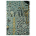 Close-up of aqua Oushak rug field and floral motifs