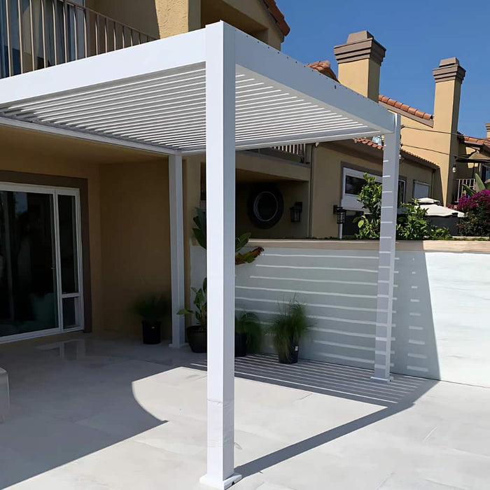 Bon Pergola - 10x10 Aluminum Pergola Wall Mount - White