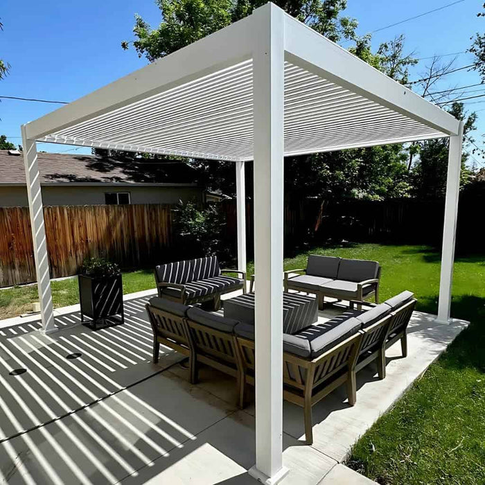 Bon Pergola - 10x10 Villa Pergola Freestanding Front - White