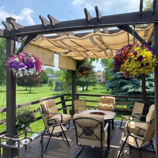 Outdoor Living Today - 10×12 Pergola with Retractable Canopy - in Black