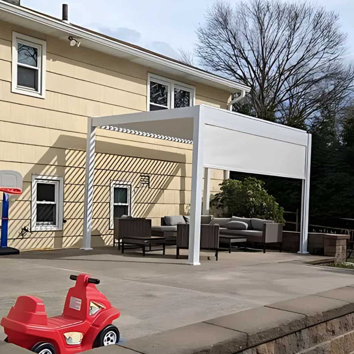 Bon Pergola - 10x13 Aluminum Pergola Freestanding - White - Side