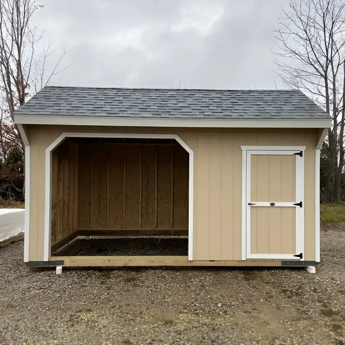 Little Cottage Company 10x16 Value Animal Run-In Shelter with Tack Room - Front View