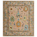 Wide rectangular peach Oushak rug, full front view