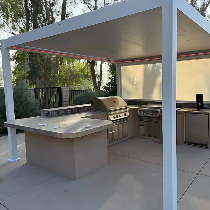 Bon Pergola - 13x13 Aluminum Pergola Freestanding - Kitchen View Style