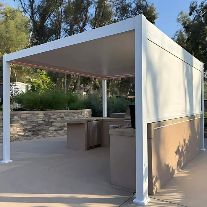 Bon Pergola - 13x13 Aluminum Pergola Freestanding - White - Back