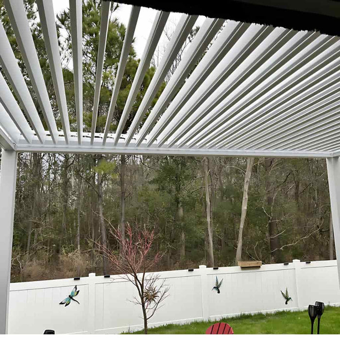 Bon Pergola - 13x13 Villa Pergola Freestanding - White - Louvers