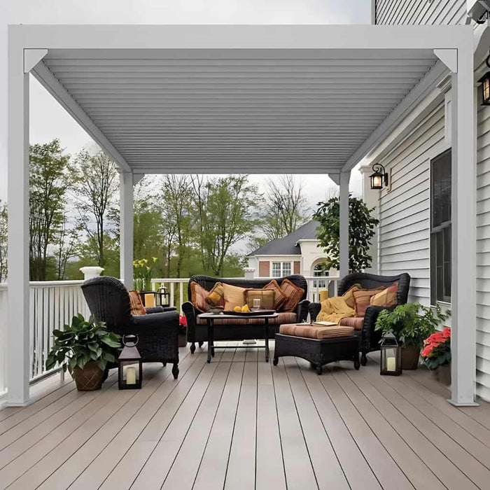 Bon Pergola 13x13 Villa Pergola Freestanding - White - Modern Style