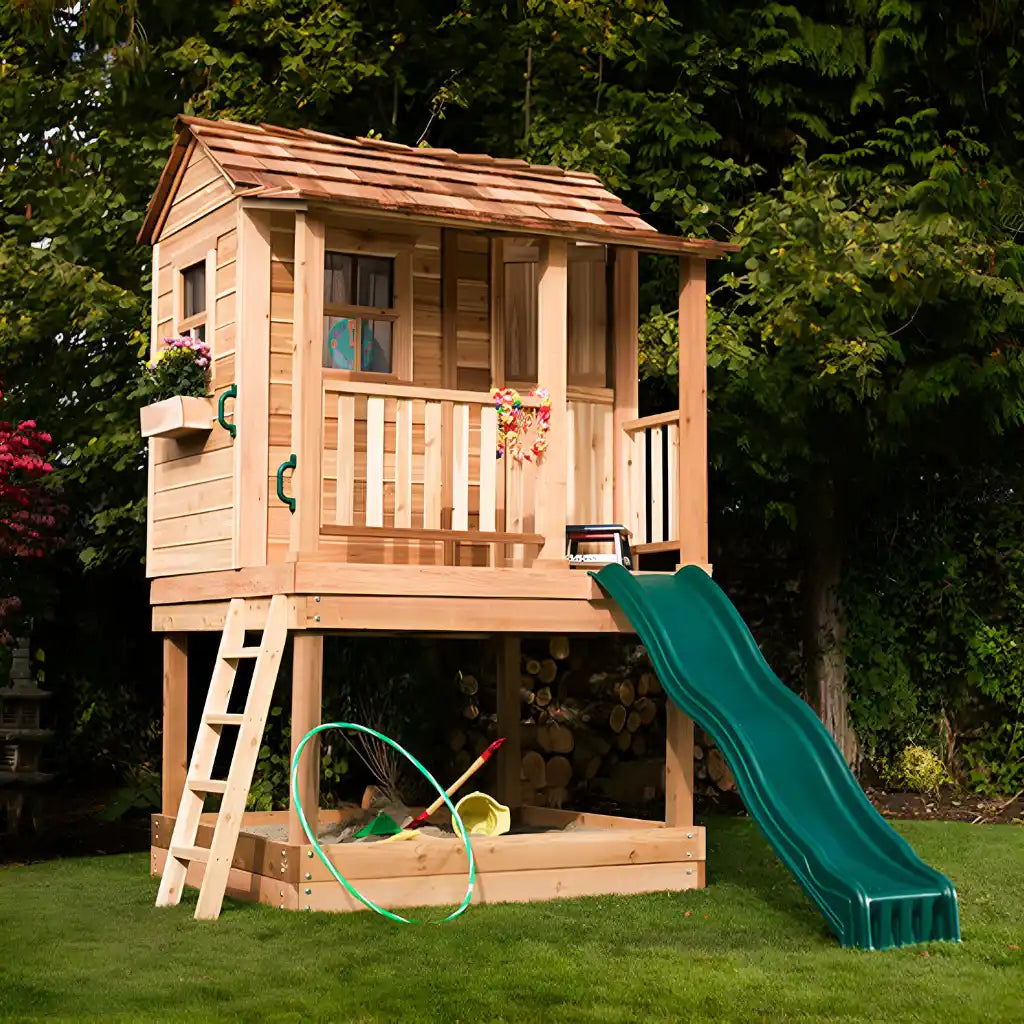 Outdoor Living Today 6x6 Little Cedar Playhouse with Sandbox
