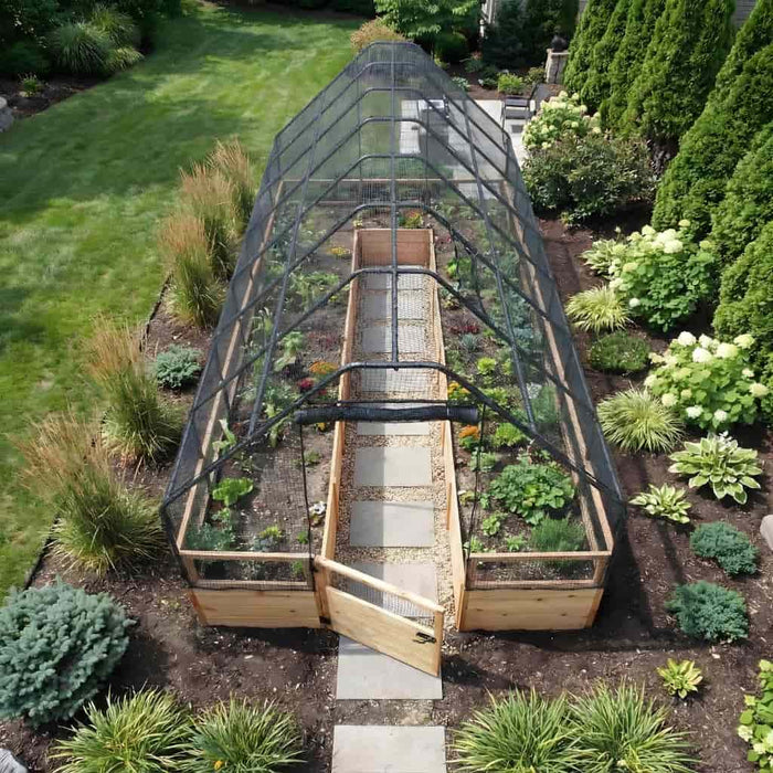 Outdoor Living Today 8x16 Raised Garden Bed with Bird Netting Cover top view