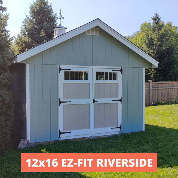 12x16-EZ-Fit-Riverside-Shed-Windows-Double Doors-Transom Windows-Gable Side