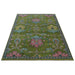 Angled full view of the hand-knotted rug