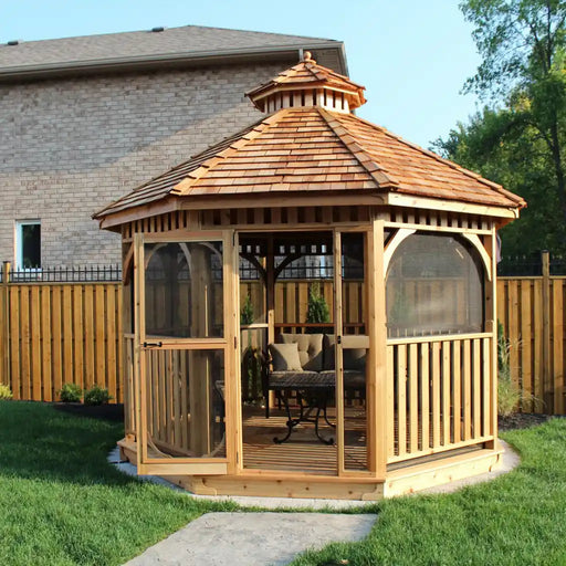 Outdoor Living Today - 12′ Bayside Gazebo with Screen Kit