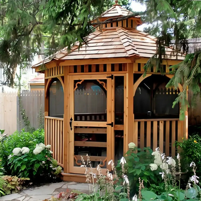 Outdoor Living Today - 12′ Bayside Gazebo with Screen Kit - Front
