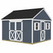 Best Barns Crafter's Connection 12x16 shed with centered eave double doors and gable walk-in door; optional windows and finished roof shown