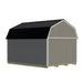 Best Barns Handcrafted Homestead 12x16 shed kit with loft shown from the rear and side, with a solid rear gable wall and visible floor supports.
