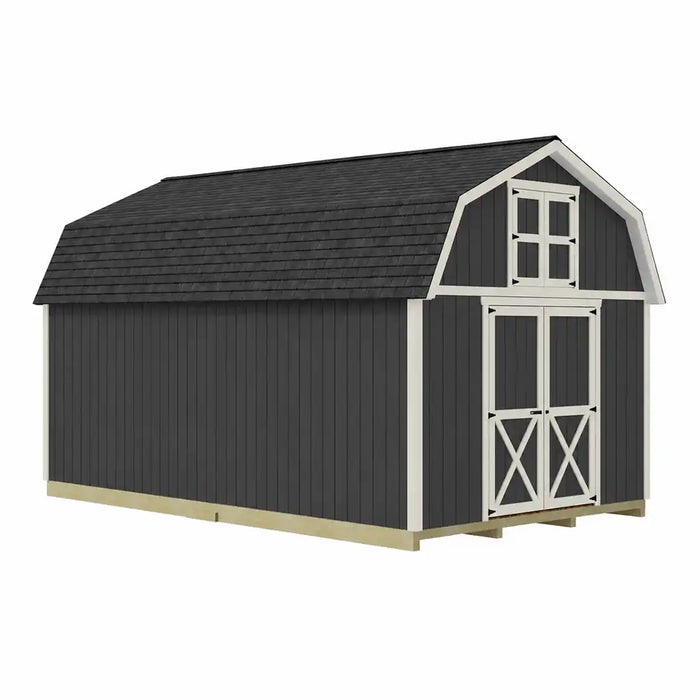 Handcrafted Homestead 12x20 With Loft shed illustration in gray and white, with centered main doors and upper loft doors