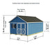 Blue Standard Shedquarters dimension illustration showing a 12-foot width and 20-foot length, with an optional window.